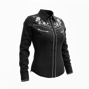 Black Embroidered Western Shirt